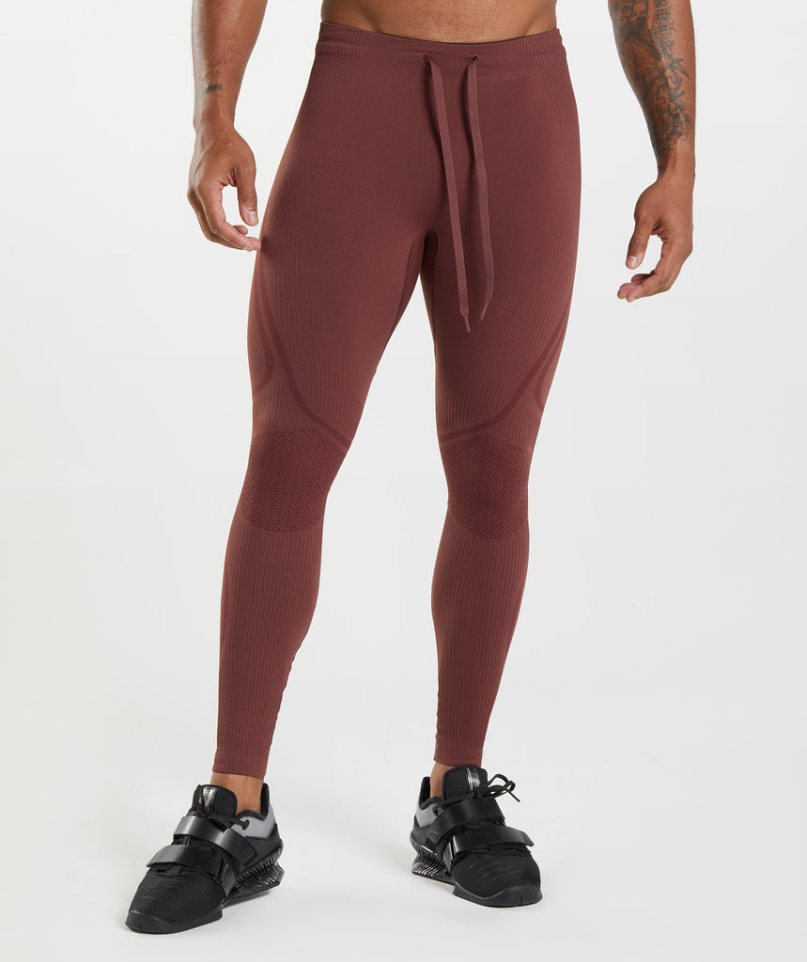 Men\'s Gymshark 315 Seamless Leggings Burgundy | NZ 4BTKRV